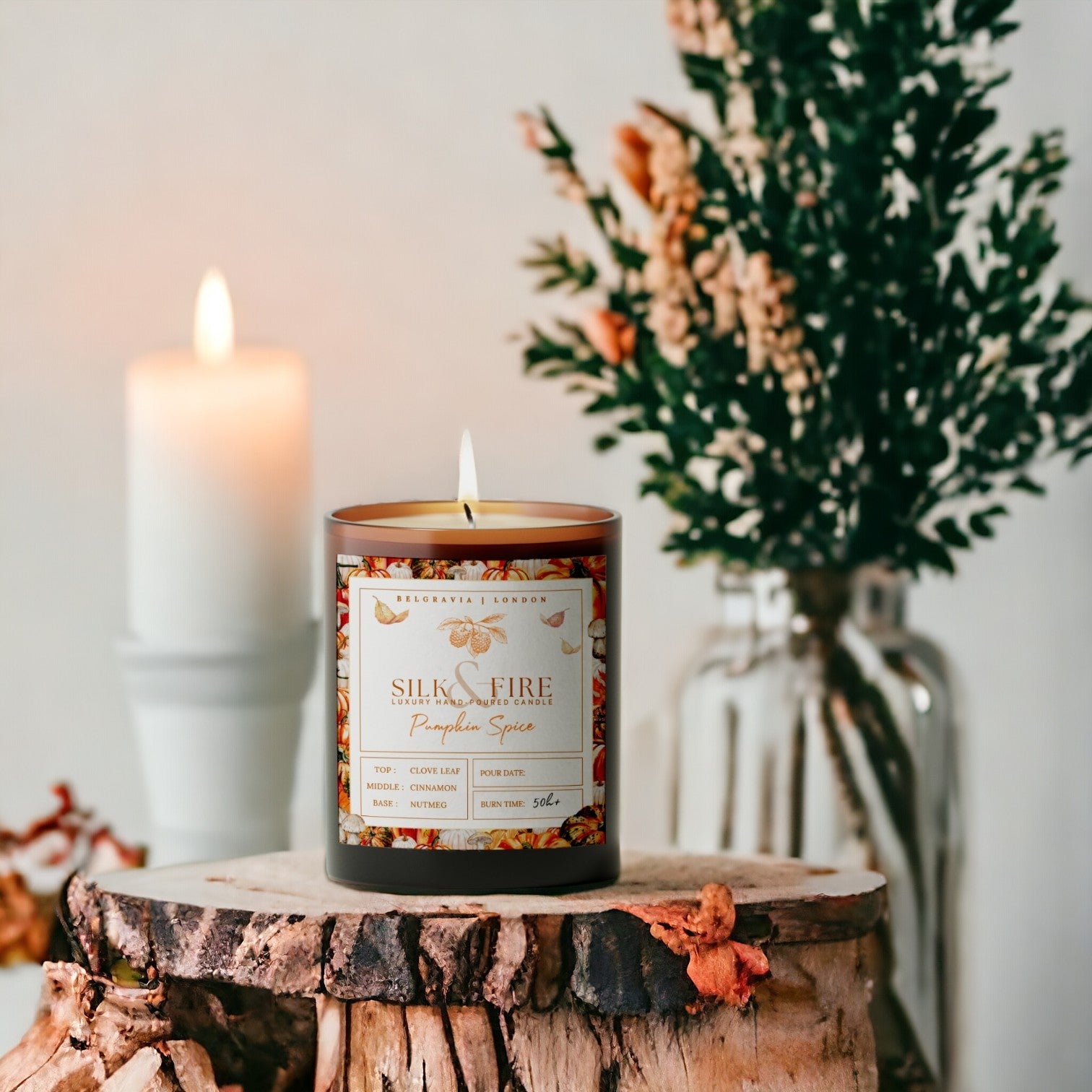 Pumpkin Spice Candle by Silk & Fire: a natural autumn candle that smells like the season